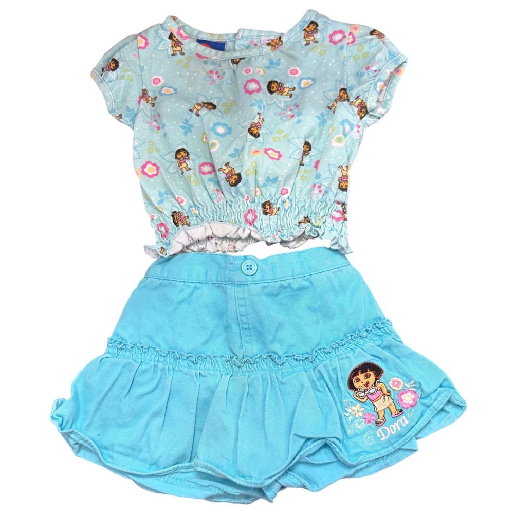 Vintage Y2K nick jr dora the explorer rare top skort outfit girl shirt 18 month